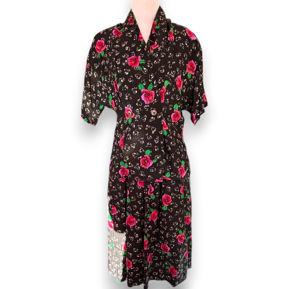 Jason Prescott Petite Silk Skirt‎ Set sz 8P Floral Asian 80s 2-Piece Vintage - Picture 4 of 11